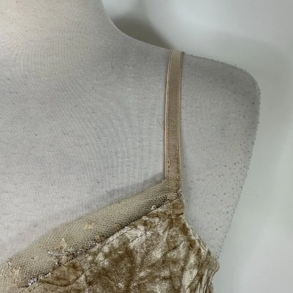 Byerwear Velvet Women's Size Large Gold Y2K Strap Stretch Tank Top